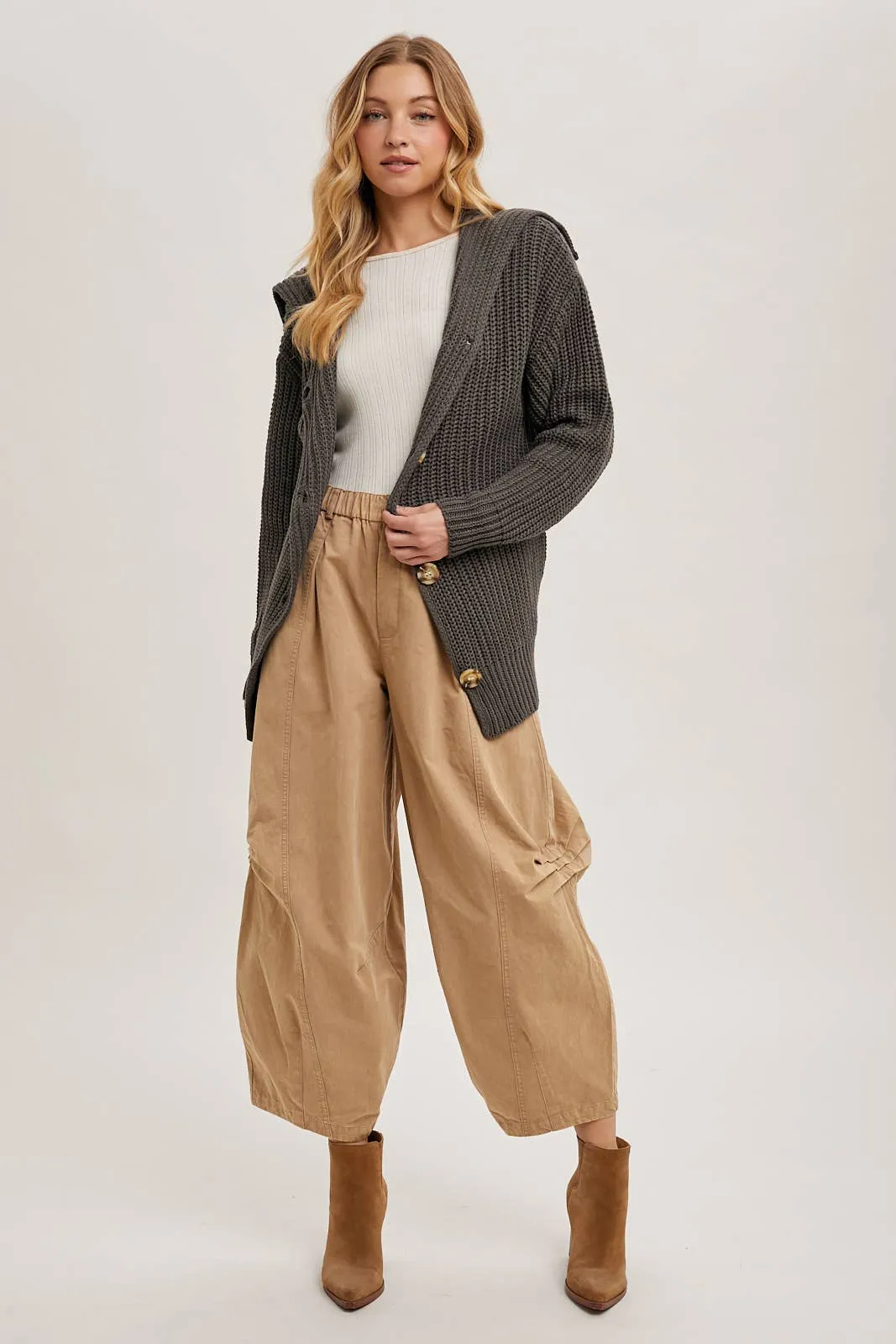 Ash Collared Button Down Ribbed Cardigan