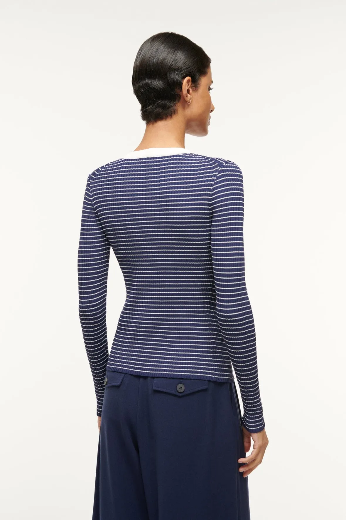 CARGO SWEATER | NAVY MICRO STRIPE