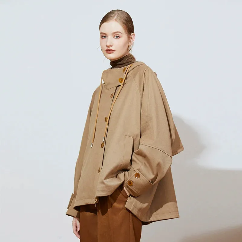 Elegant Hooded Trench Coat