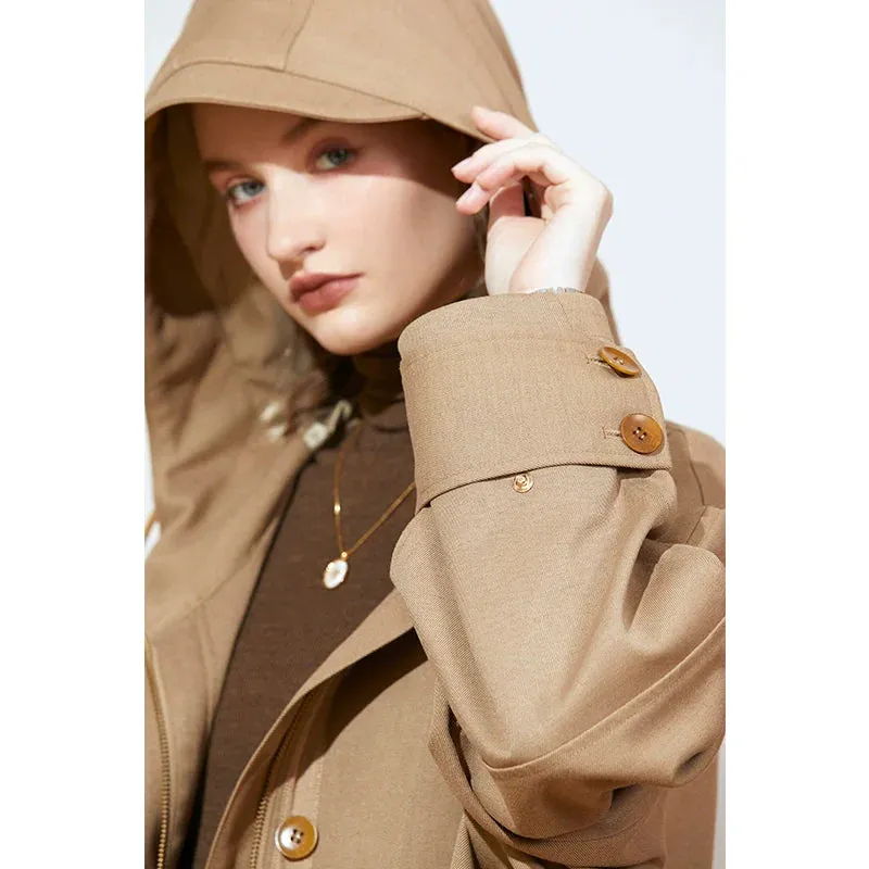 Elegant Hooded Trench Coat