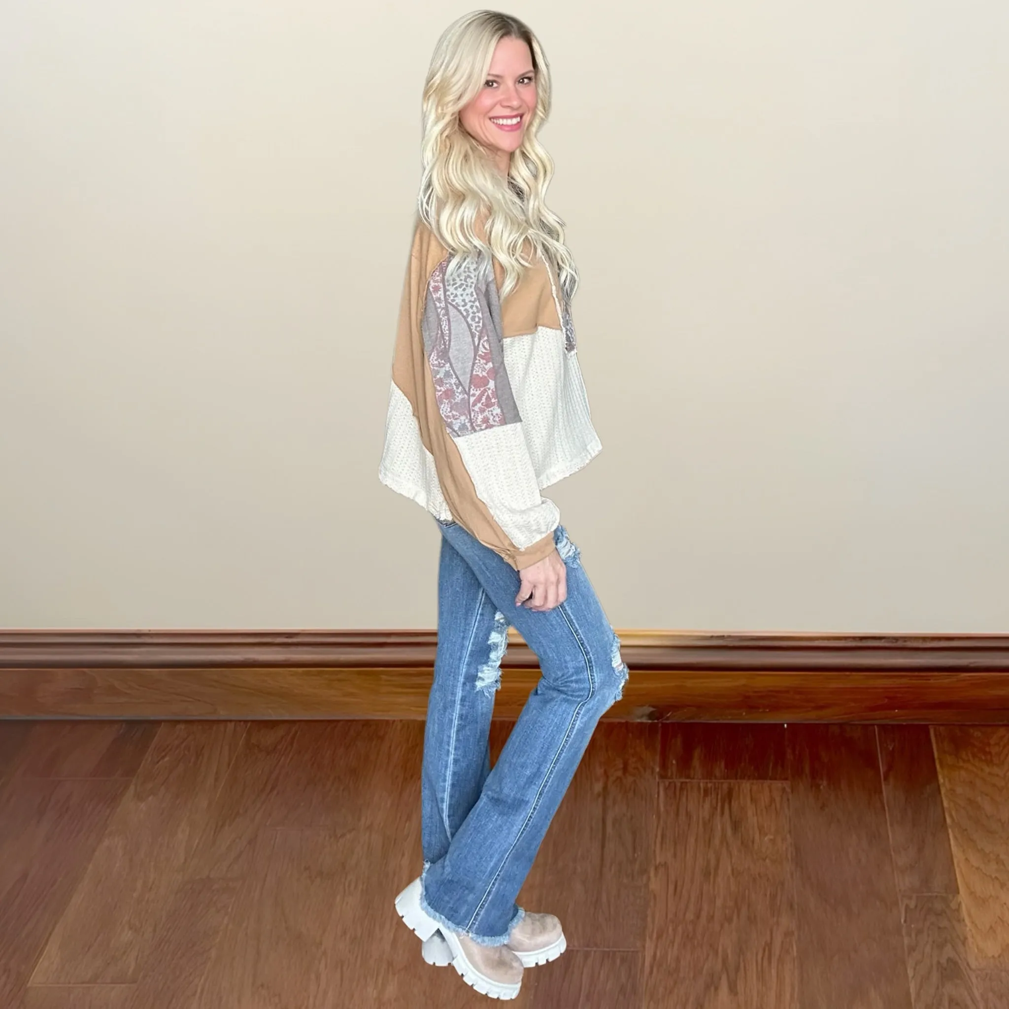 Peaceful Patchwork Oversized Top