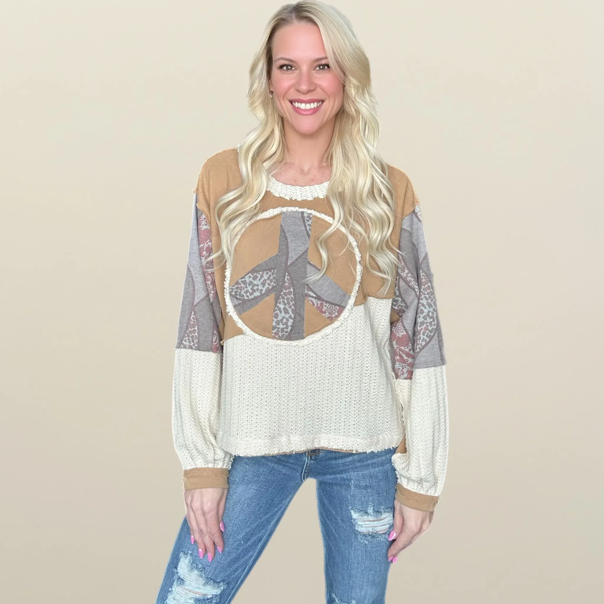 Peaceful Patchwork Oversized Top