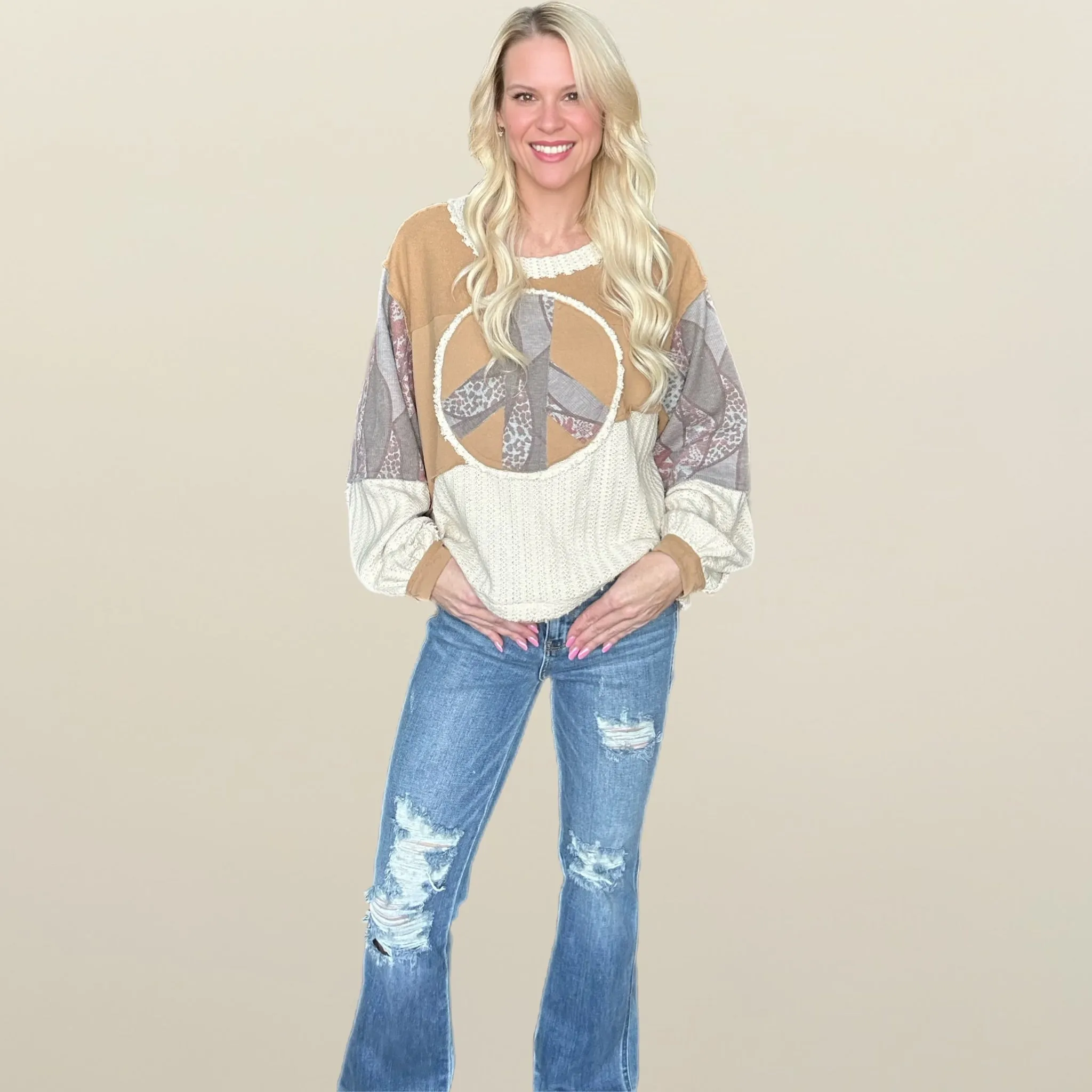 Peaceful Patchwork Oversized Top