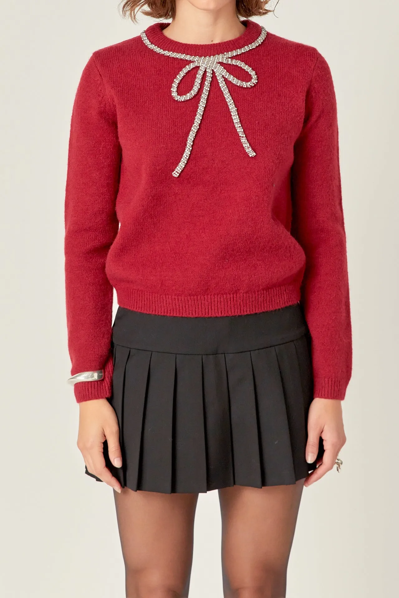 Rhinestone Bow Knit