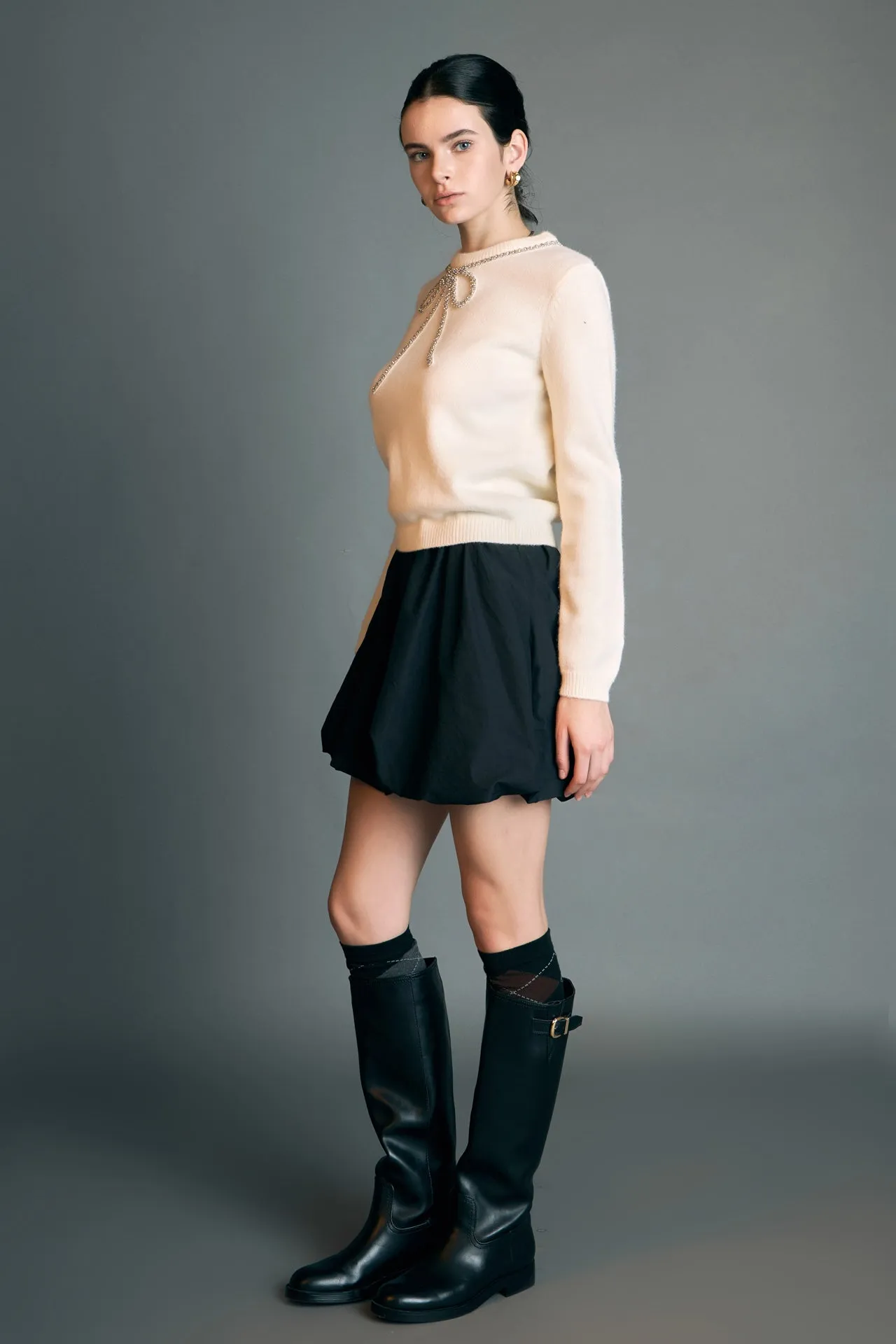 Rhinestone Bow Knit