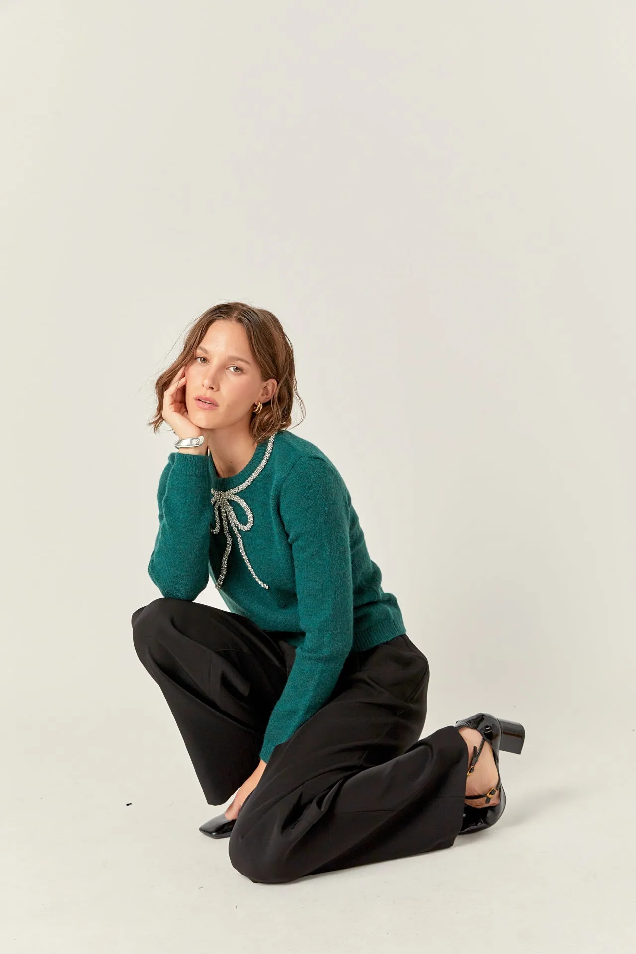 Rhinestone Bow Knit