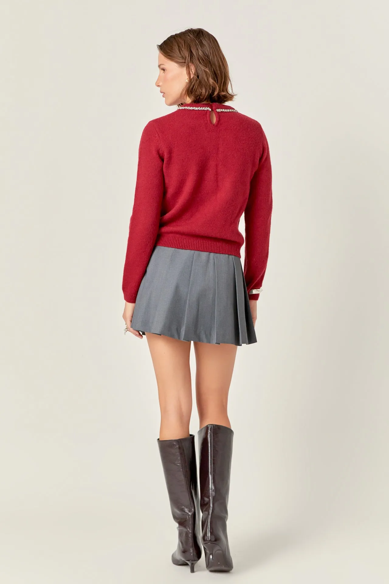 Rhinestone Bow Knit