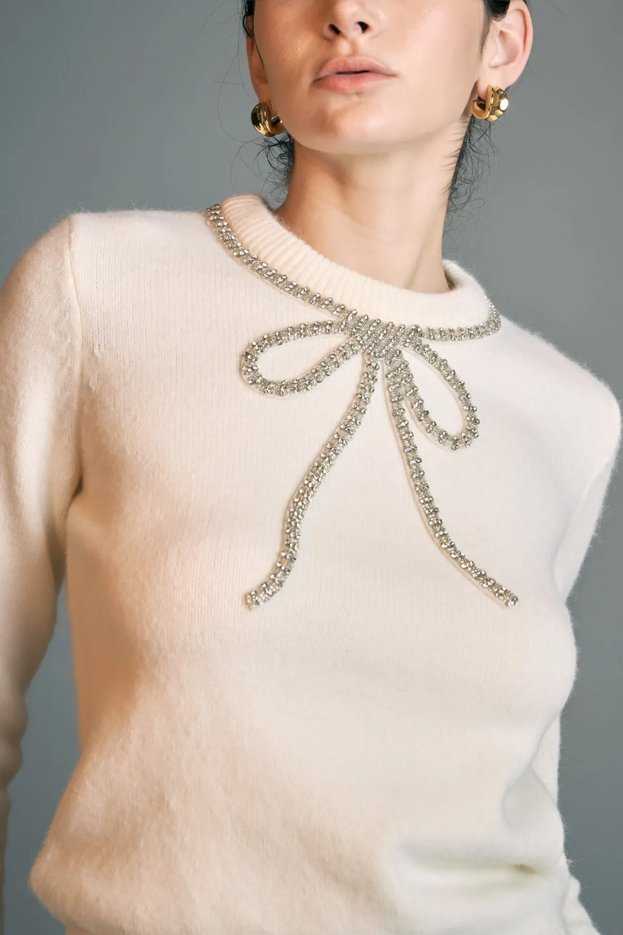 Rhinestone Bow Knit