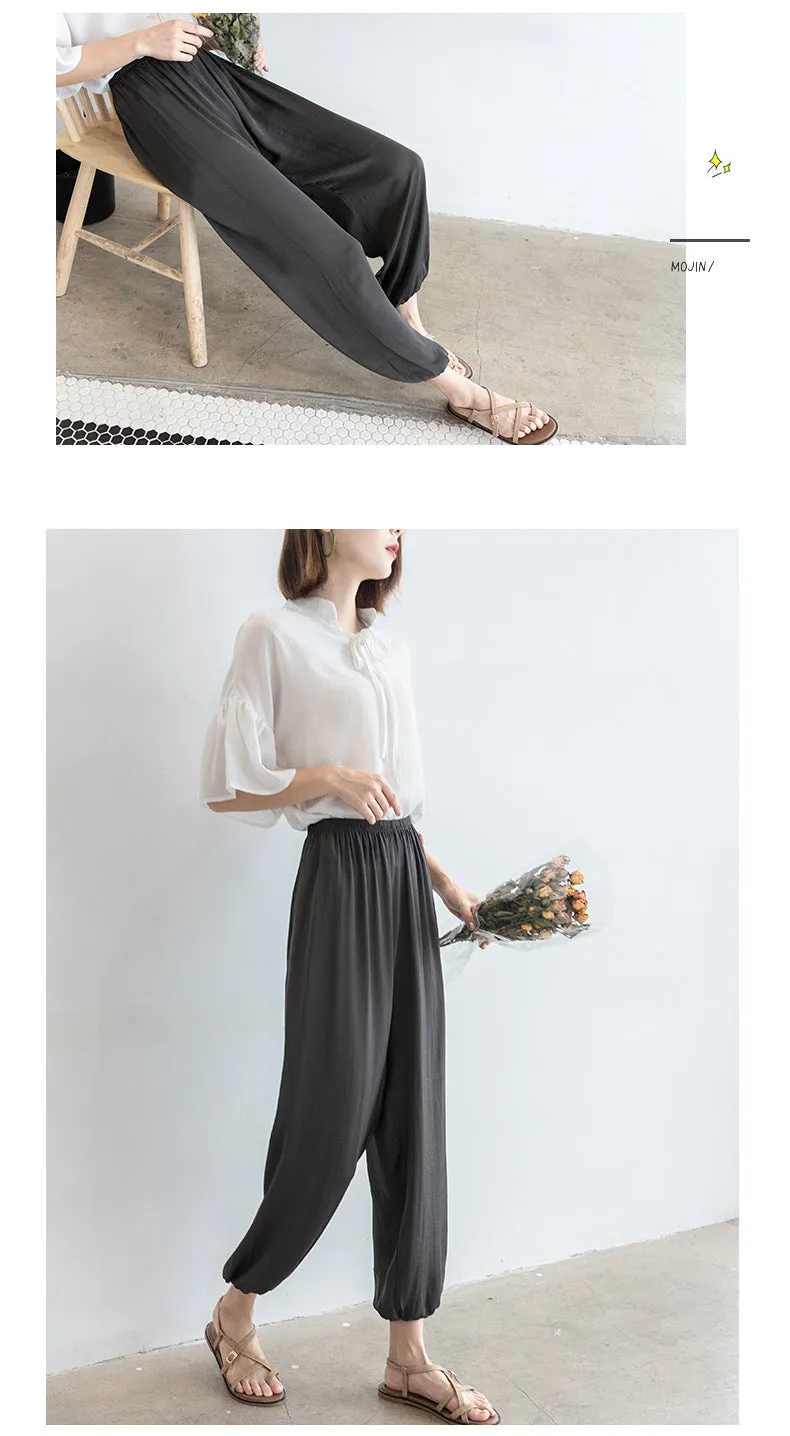 Summer Thin Fairy-Look Cool Pants Anti Mosquito Women Island Sunscreen Loose Jogger Chiffon Lantern Casual Pants